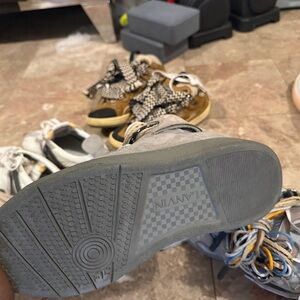 Lanvin Gray Suede Sneakers with Black Sole